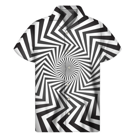 Hawaiian Vibes: Angular Swirl Motion Illusion Print Short Sleeve Shirt - 1