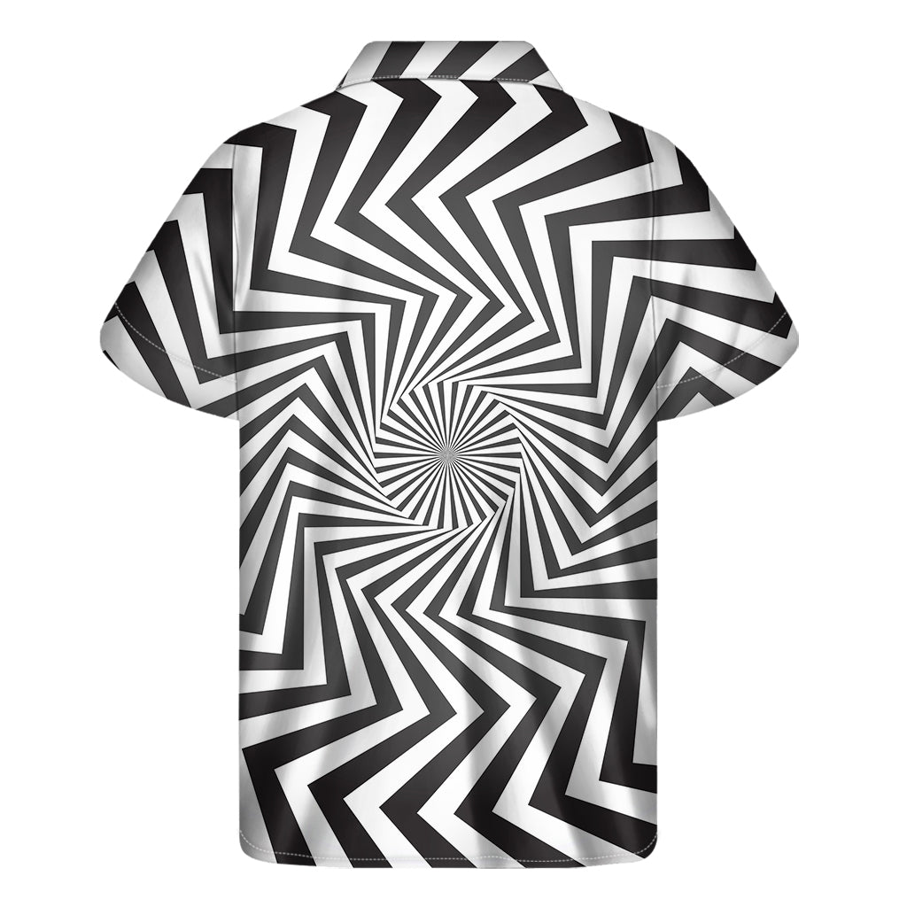 Hawaiian Vibes: Angular Swirl Motion Illusion Print Short Sleeve Shirt - 2