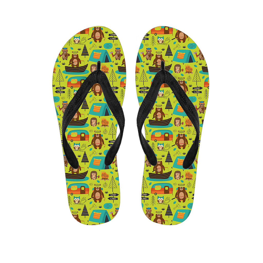 Island Paradise: Animal Camping Pattern Hawaiian Flip Flops Outfit - 1