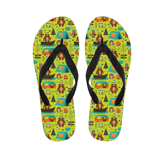 Island Paradise: Animal Camping Pattern Hawaiian Flip Flops Outfit - 1