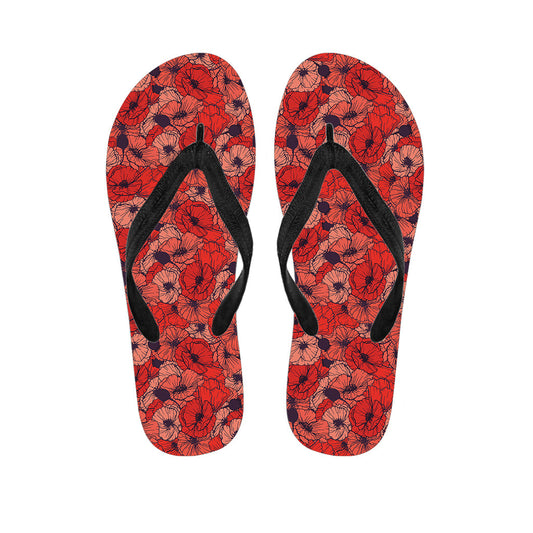 Armistice Day Poppy Pattern Hawaiian Outfit with Matching Flip Flops - 1