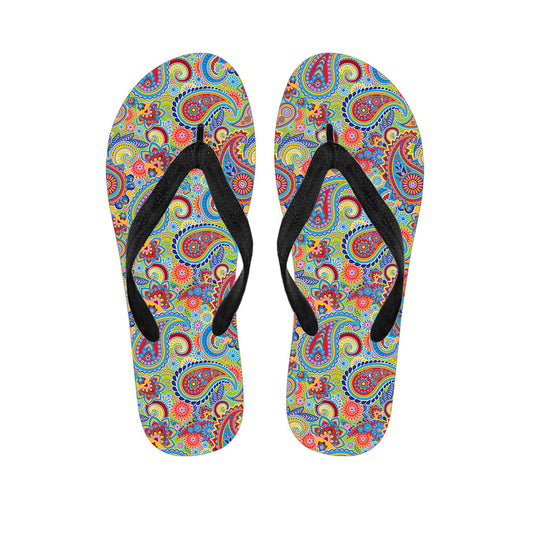 Paisley Paradise: Hawaiian Inspired Outfit with Asian Paisley Pattern Flip Flops - 1