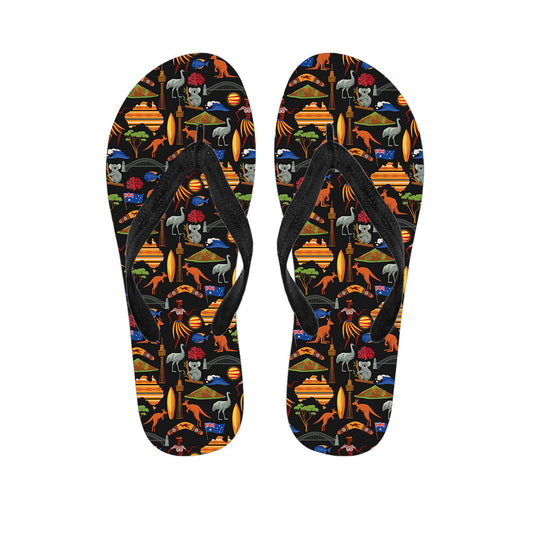 Hawaiian Luau Vibes: Symbols Pattern Print Flip Flops - 1