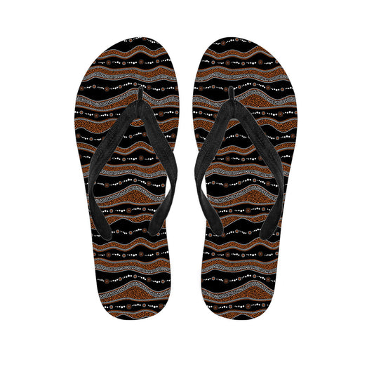 Surf in Style: Hawaiian Outfit with Aboriginal Indigenous Print Flip Flops - 1