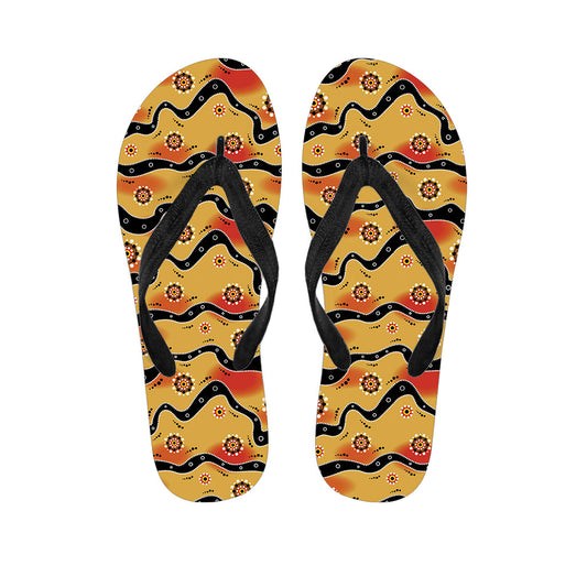Hawaiian Vibes: Australian Aboriginal Pattern Print Flip Flops - 1