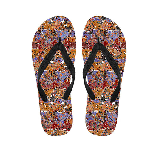 Hawaiian Vibes: Australian Animals Pattern Print Flip Flops - 1