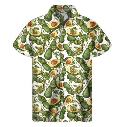 Tropical Paradise: Avocado Print Hawaiian Short Sleeve Shirt - 1