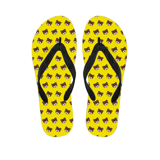 Bear Emoji Pattern Print Hawaiian Flip Flops: Embrace the Aloha Spirit! - 1