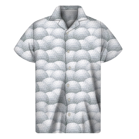 Tee Off in Style: Big Golf Ball Pattern Hawaiian Short Sleeve Shirt - 1