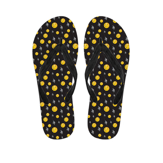 Hawaiian Bitcoin and Ethereum Pattern Print Flip Flops - 1