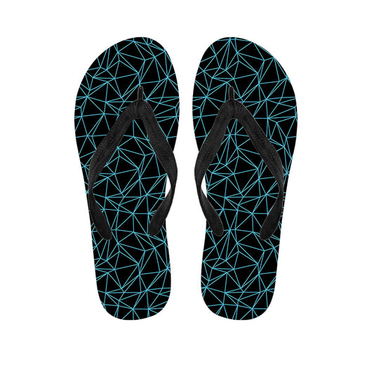 Black and Blue Geometric Mosaic Hawaiian Flip Flops: The Perfect Addition to Your Island Outfit - 1