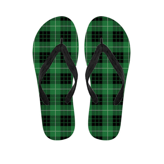 Black and Green Tartan Hawaiian Flip Flops: Perfect for Your Island Style Outfit - 1