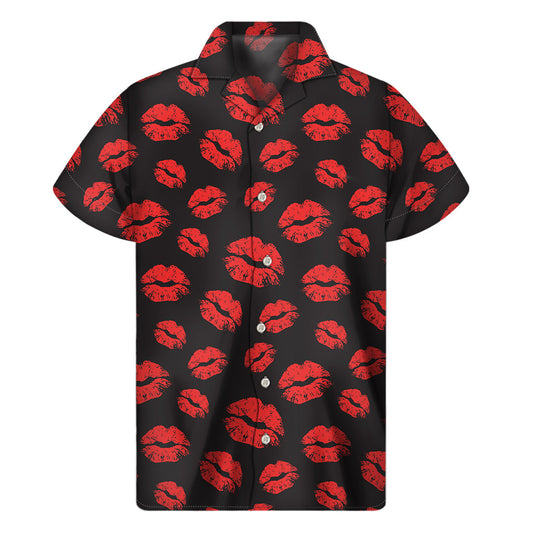 Vibrant Red and Black Lips Hawaiian Shirt - 1