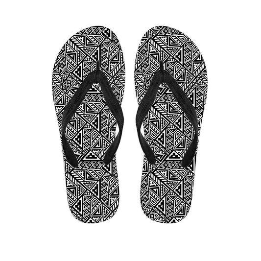 Black and White Hawaiian Floral Print Flip Flops for Stylish Island Living - 1