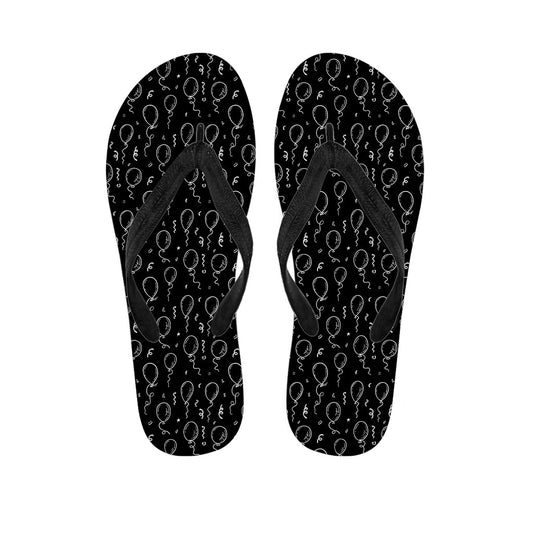 Black and White Balloon Pattern Hawaiian Flip Flops: Complete Your Island Outfit - 1