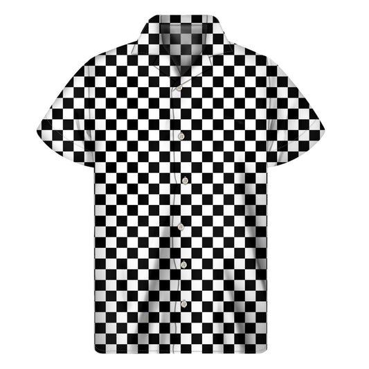 Checkerboard Aloha: Men's Hawaiian Short Sleeve Shirt - 1