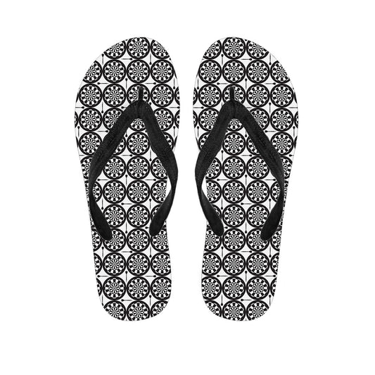 Black and White Dartboard Pattern Hawaiian Flip Flops - 1
