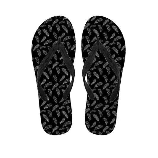 Feather Pattern Hawaiian Flip Flops: Step into Paradise! - 1