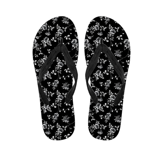 Black and White Flower Power Hawaiian Flip Flops - Step into Style! - 1