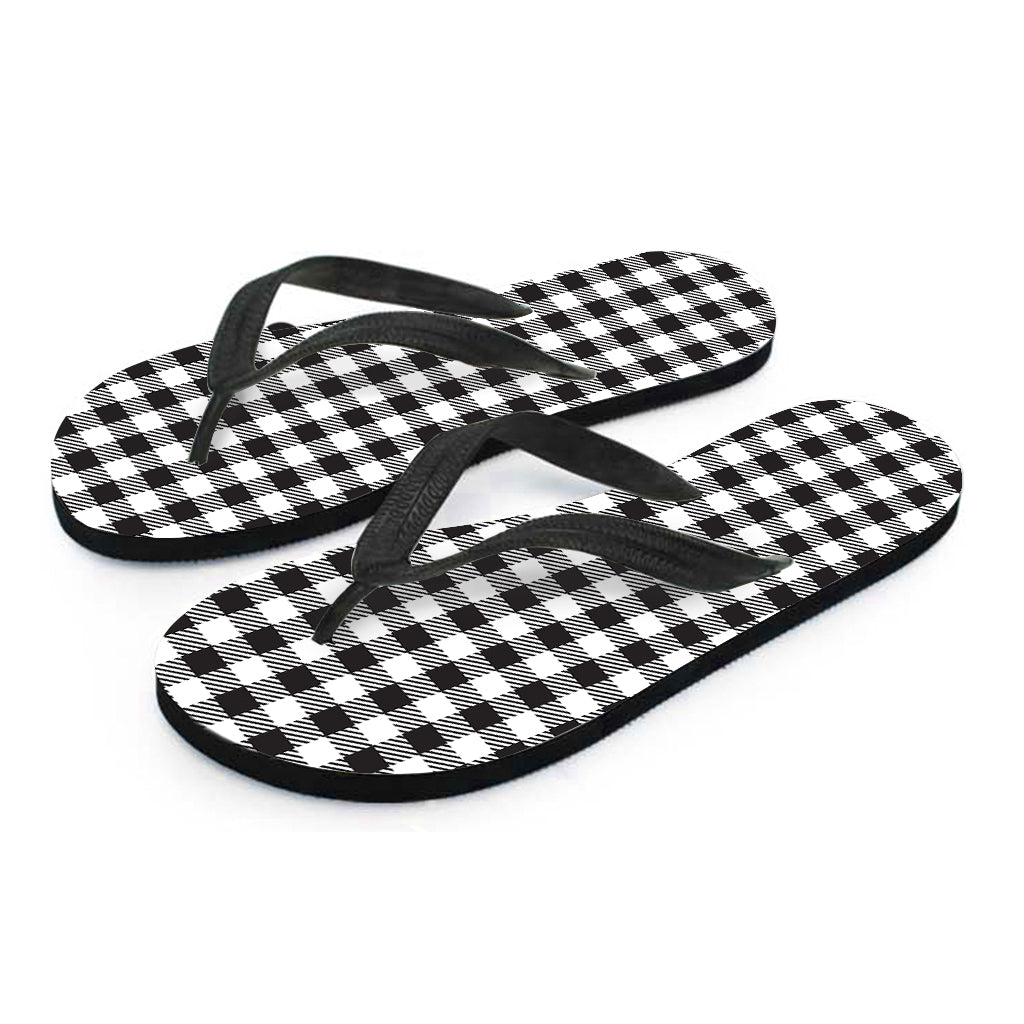 Step into Style with Hawaiian Vibes: Black and White Gingham Pattern Print Flip Flops - 2
