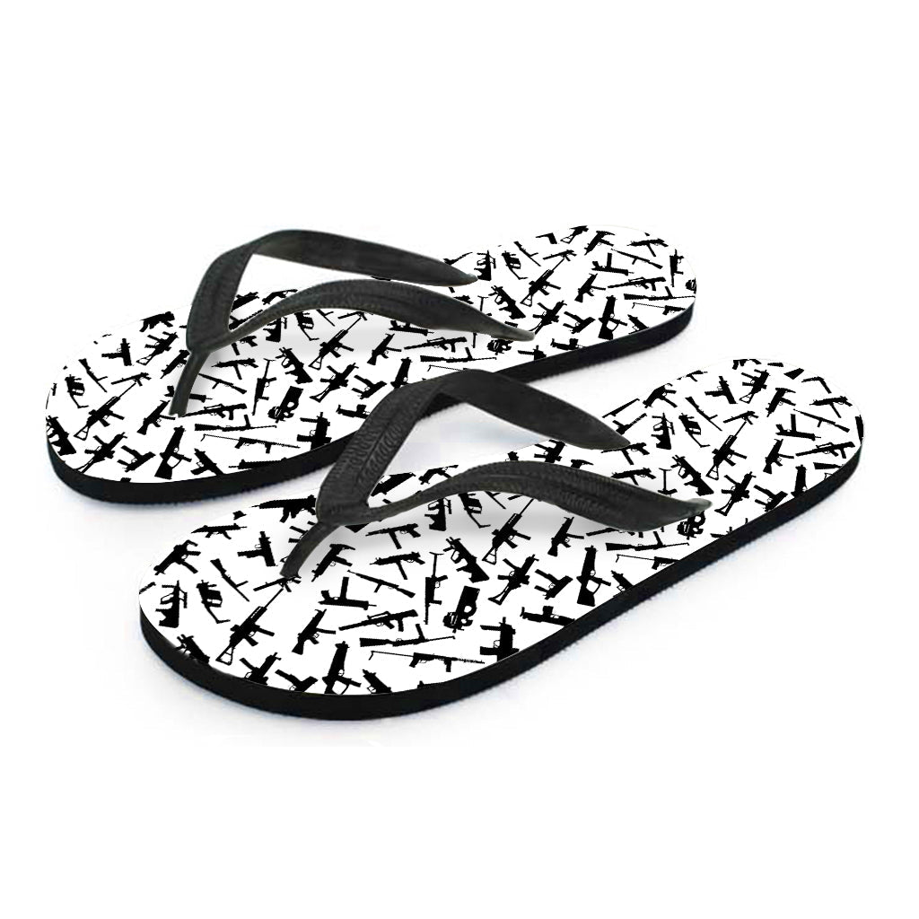 Gun Pattern Black and White Hawaiian Flip Flops: Step into Island Style - 2