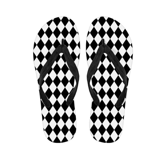 Harlequin Hawaiian Bliss: Black and White Flip Flops - 1