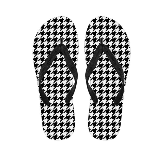 Black and White Houndstooth Hawaiian Flip Flops: Walk in Style! - 1