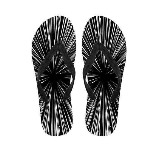 Black and White Hyperspace Print Hawaiian Flip Flops: Complete Your Island Look! - 1