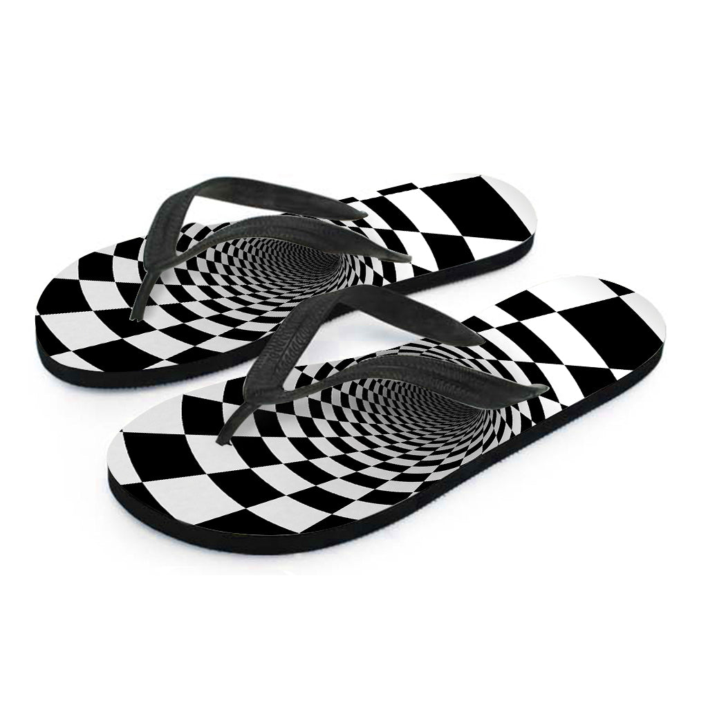 Black and White Hypnotic Illusion Hawaiian Flip Flops: The Perfect Addition to Your Island Outfit - 2