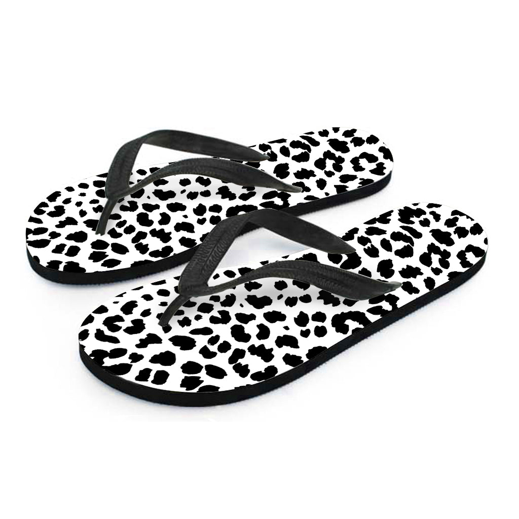 Jungle Chic: Black and White Jaguar Pattern Hawaiian Flip Flops - 2