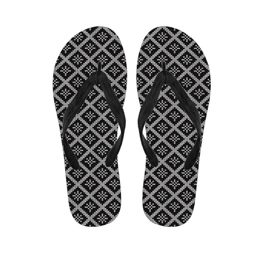 Black and White Knitted Hawaiian Flip Flops: Complete Your Island Vibe - 1