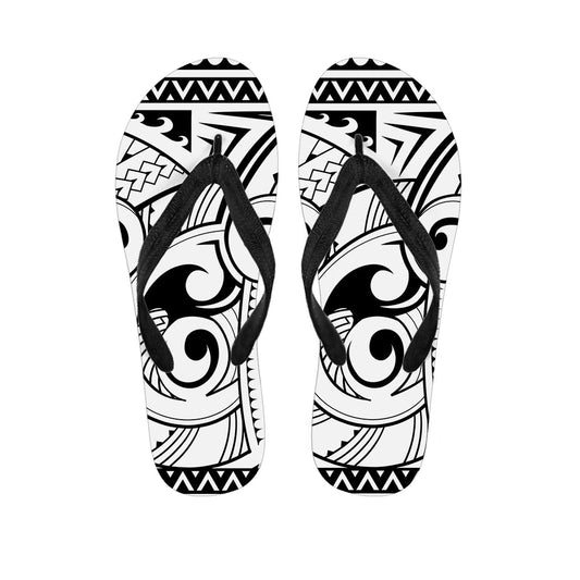 Maori Pattern Print Flip Flops: The Perfect Pair for Your Hawaiian Outfit - 1