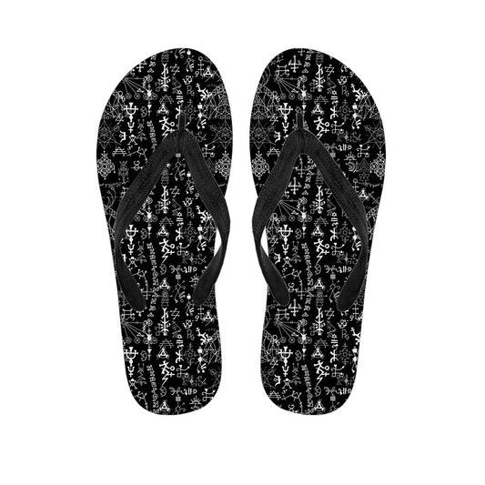 Mystic Wicca Print Hawaiian Flip Flops: Embracing Island Vibes - 1