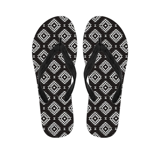 Black and White Navajo Pattern Hawaiian Flip Flops: Step Out in Style! - 1