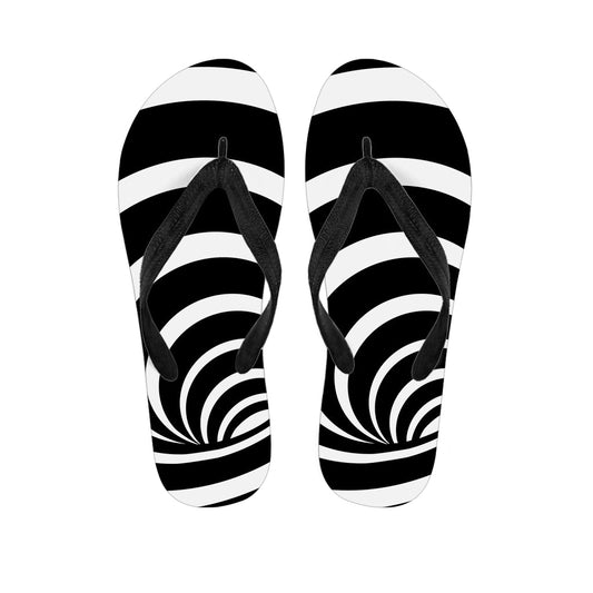 Black and White Optical Illusion Print Hawaiian Outfit with Matching Flip Flops - 1