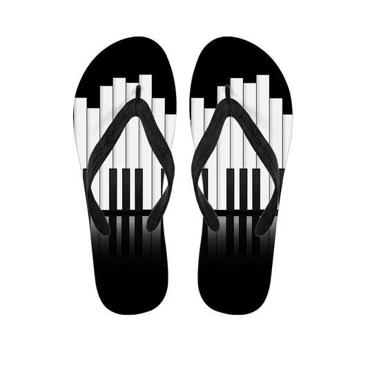 Black and White Piano Keyboard Print Hawaiian Flip Flops: Step Into Island Style - 1