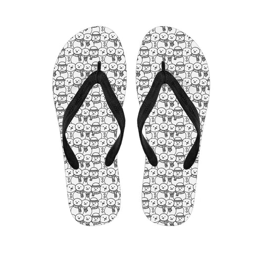 Black and White Snowman Pattern Hawaiian Flip Flops - Embrace the Aloha Spirit! - 1