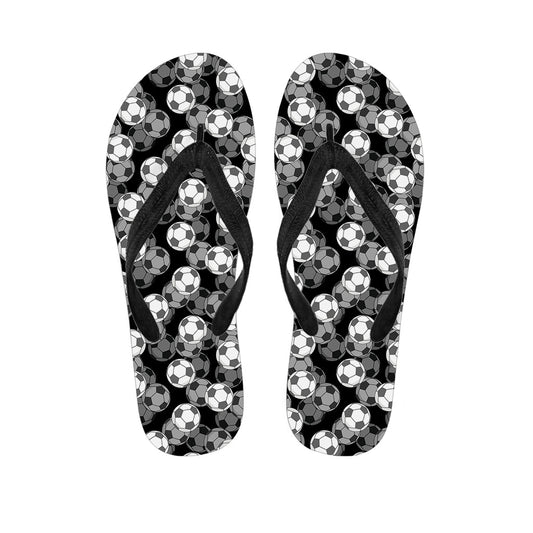 Black and White Soccer Ball Print Hawaiian Flip Flops - Complete Your Tropical Look! - 1