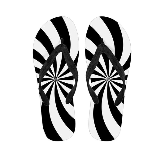 Black and White Swirl Print Hawaiian Flip Flops: Step Out in Style! - 1