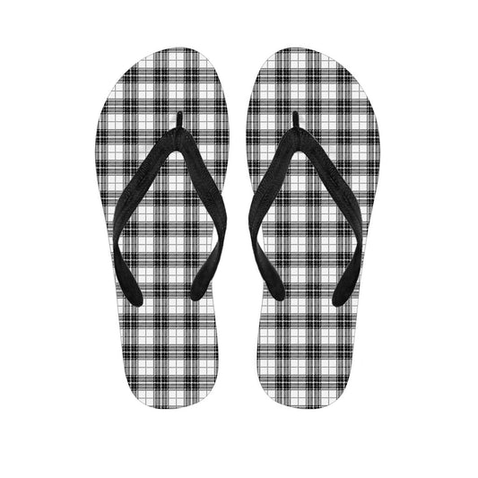 Black and White Tartan Pattern Hawaiian Flip Flops for Stylish Island Vibes - 1