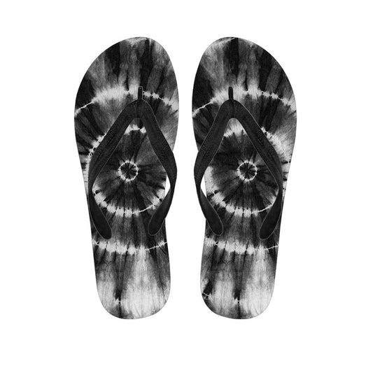 Black and White Tie-Dye Hawaiian Flip Flops: Step Out in Island Style - 1