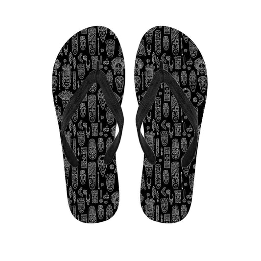 Totem Patterned Hawaiian Flip Flops: Your Stylish Outfit Essential - 1