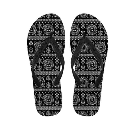 Warli Tribal Print Flip Flops for the Free-Spirited Hippie - 1