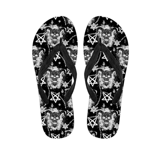 Wicca Devil Skull Hawaiian Flip Flops - 1