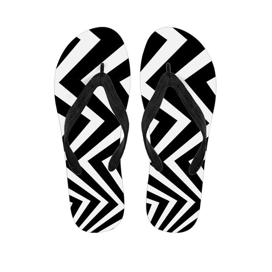 Black and White Zigzag Dazzle Print Hawaiian Flip Flops: Complete Your Island Look! - 1