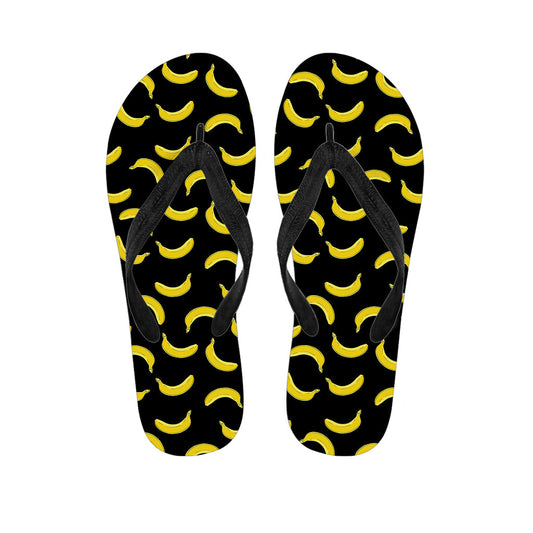 Black and Yellow Banana Pattern Hawaiian Flip Flops: Perfect for Your Tropical Outfit! - 1