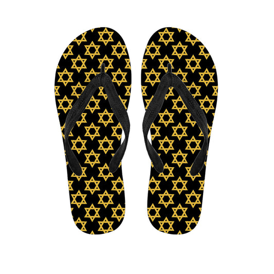 Black and Yellow Star of David Print Hawaiian Flip Flops: Embrace Island Style - 1