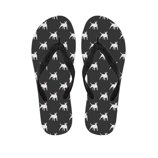 Black Bull Terrier Pattern Print Hawaiian Flip Flops: Island Style for Your Feet - 1