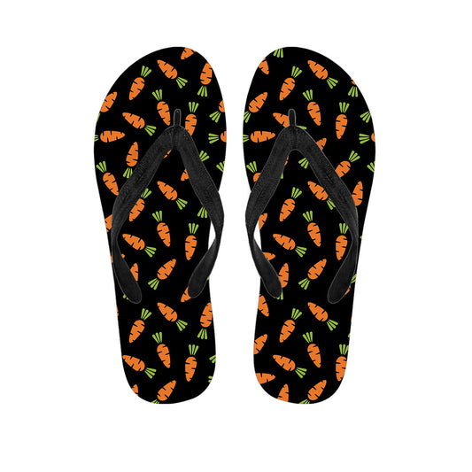 Black Carrot Pattern Print Hawaiian Flip Flops: Embrace the Aloha Spirit in Style - 1