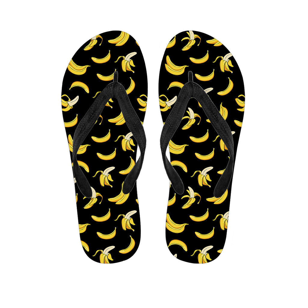 Black Hawaiian Banana Print Flip Flops - 1